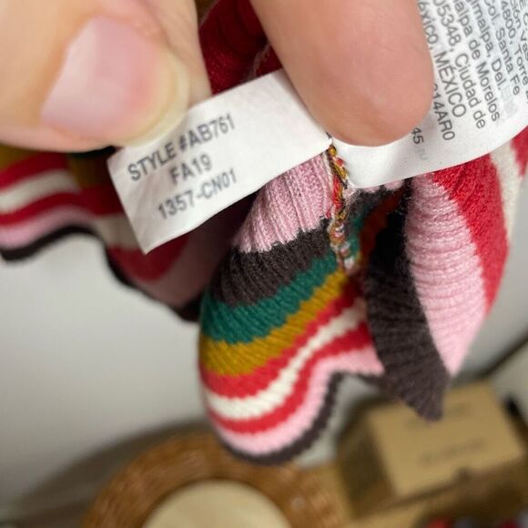 Madewell Women's Red Cognac Tan Stripe Bayford Sweater Tank Top Size M Med read - Picture 6 of 7